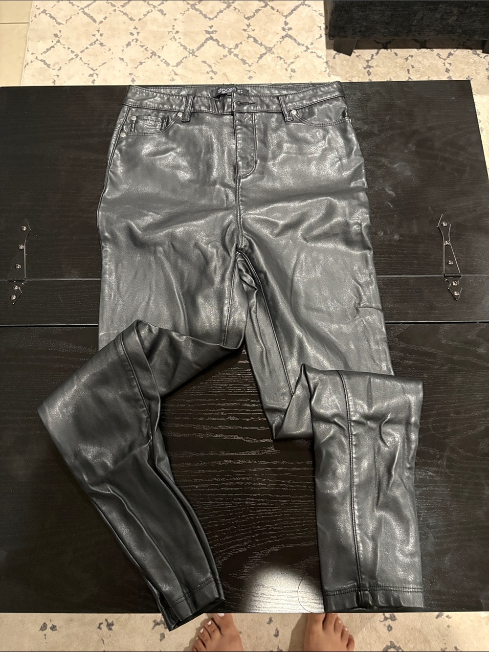 Stoosh Black Faux Leather Skinny Jeans